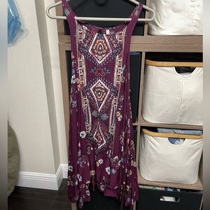 Free people, plum with multicolored sleeveless dress/tunic